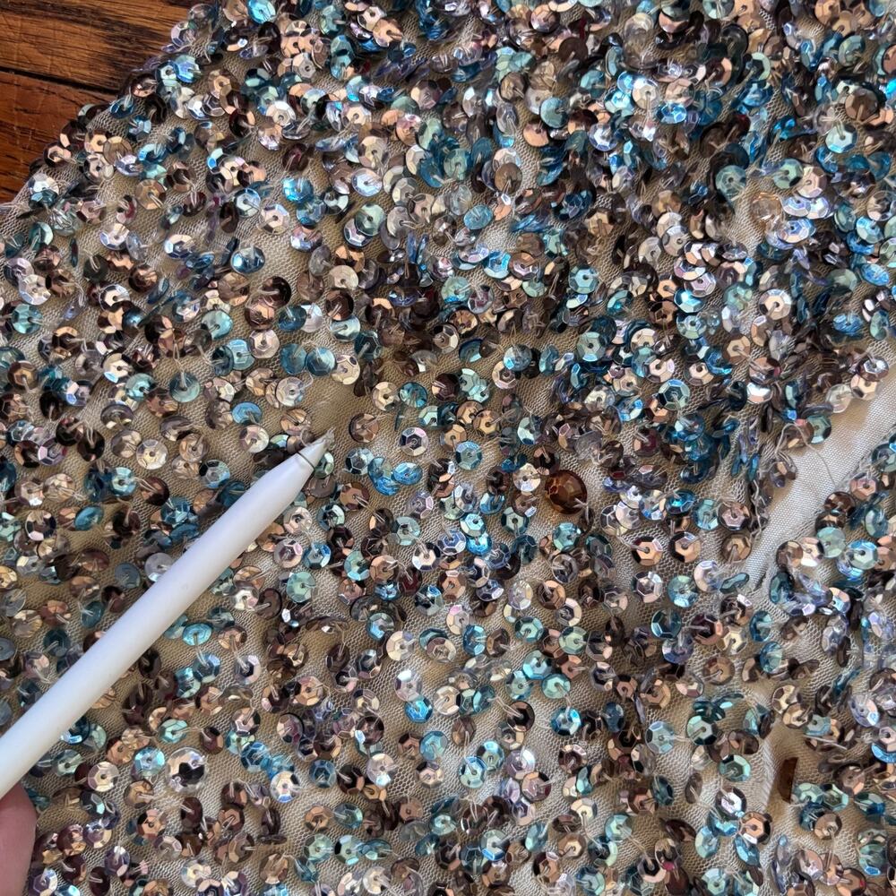 Faviana Glamour Sequin Mermaid Gown Blue Silver‎ Formal 00 **FLAWS, read desc** - Picture 11 of 12